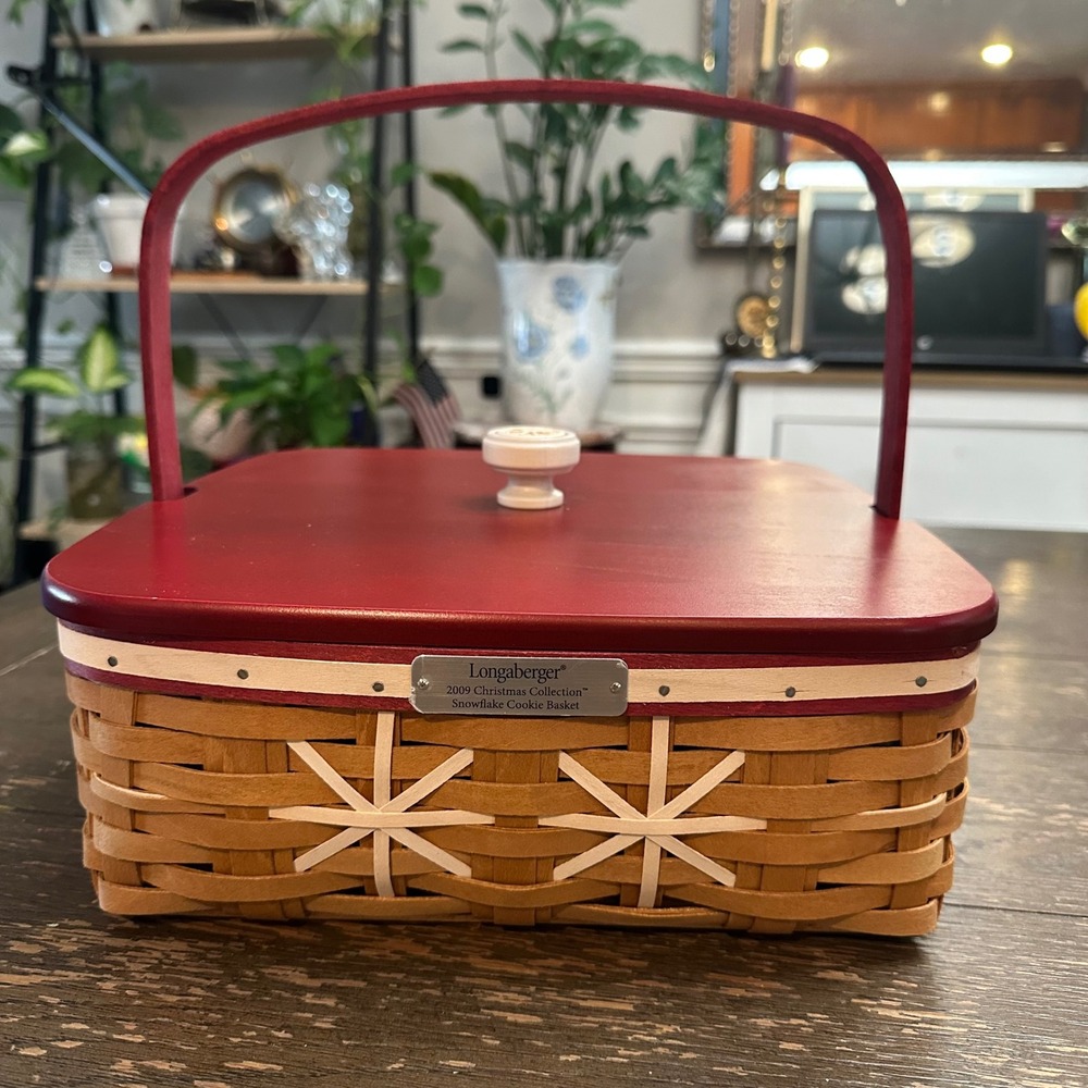Longaberger 2009 Christmas Collection ~ Snowflake Cookie Basket Red - New